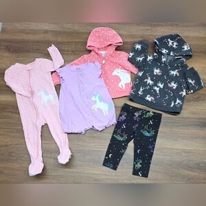 🦄Bundle of Unicorn Themed Clothing for Baby Girl SIZE: 12 Months🦄